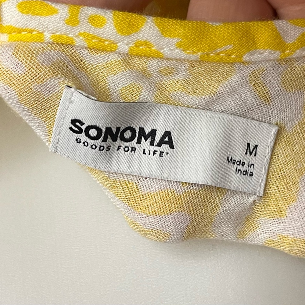 Yellow sonoma midi dress size medium new flowy v- neck - Picture 6 of 7